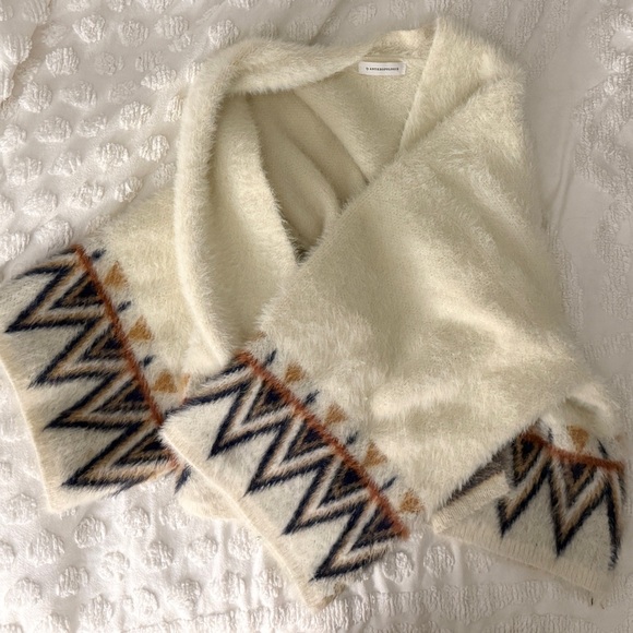 Anthropologie Cream Aztec Open Cardigan/Kimono/Jacket Size Large - Picture 10 of 16